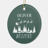 Kerstman geloof Kerstmis traditioneel groen Keramisch Ornament (Links)