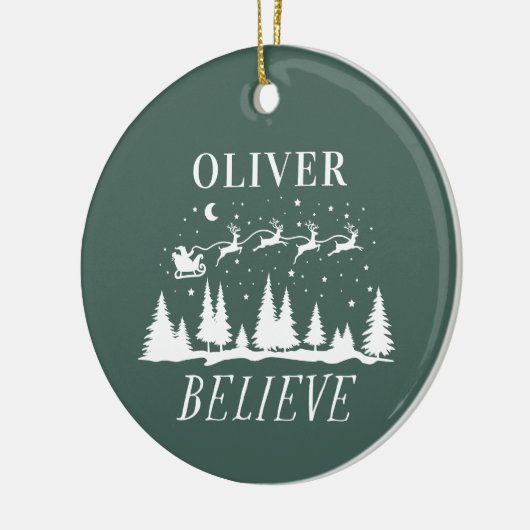 Kerstman geloof Kerstmis traditioneel groen Keramisch Ornament (Links)