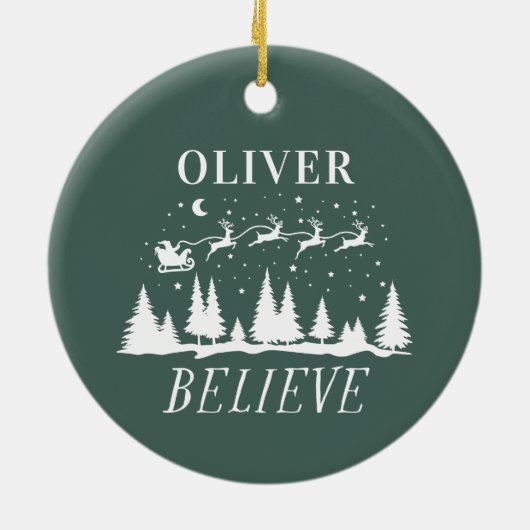 Kerstman geloof Kerstmis traditioneel groen Keramisch Ornament (Achterkant)