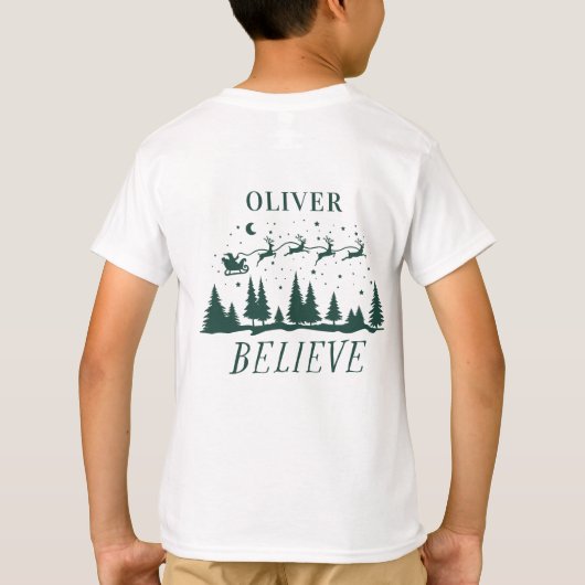 Kerstman geloof Kerstmis traditioneel groen T-shirt (Achterkant)