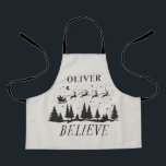 Kerstman geloof Kerstmis traditionele beige foto Schort<br><div class="desc">Kerstman geloof Kerst traditioneel modern vakantie elegant beige en zwarte foto gunst bakken schort cadeau ontwerp.</div>