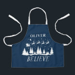 Kerstman geloof Kerstmis traditionele blauwe foto Schort<br><div class="desc">Kerstman geloof Kerst traditionele moderne vakantie marine blauw en wit foto gunst bakken schort cadeau ontwerp.</div>