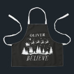 Kerstman geloof Kerstmis traditionele blauwe foto Schort<br><div class="desc">Kerstman geloof Kerst traditioneel moderne vakantie zwart-wit gunst bakken schort cadeau ontwerp.</div>