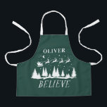 Kerstman geloof Kerstmis traditionele groene foto Schort<br><div class="desc">Kerstman geloof Kerst traditioneel moderne vakantie groen en wit foto gunst bakken schort cadeau ontwerp.</div>