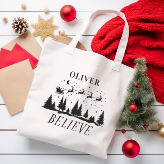 Kerstman geloof Kerstmis traditionele zwarte foto Tote Bag