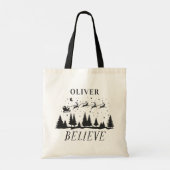 Kerstman geloof Kerstmis traditionele zwarte foto Tote Bag (Achterkant)