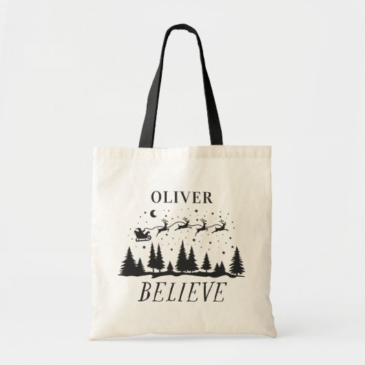 Kerstman geloof Kerstmis traditionele zwarte foto Tote Bag (Voorkant)