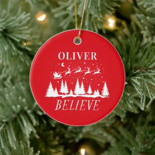 Kerstman gelooft Kerstmis traditioneel rood foto Keramisch Ornament