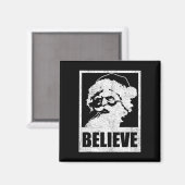 Kerstman Gelooft Retro Kerstmis in jul Magneet (Voorkant / Achterkant)