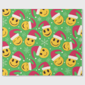 Kerstman Gelukkig Lachend Gezichten Patroon Cadeaupapier (Vlak)