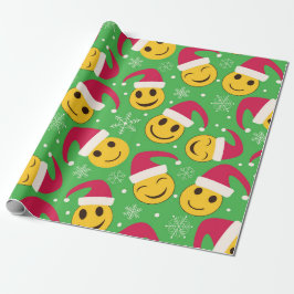 Kerstman Gelukkige Glimlachende Gezichten Patroon Cadeaupapier