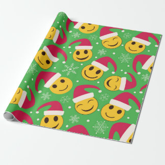 Kerstman Gelukkige Glimlachende Gezichten Patroon Cadeaupapier