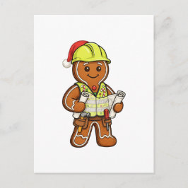 Kerstman Gemberkoek Bouwvakker Kerstmis 2026   Briefkaart