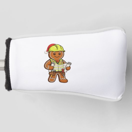 Kerstman Gemberkoek Bouwvakker Kerstmis 2026 Golfheadcover (Voorkant)