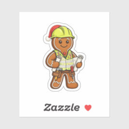Kerstman Gemberkoek Bouwvakker Kerstmis 2026 Sticker