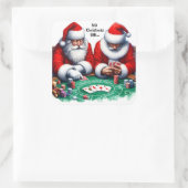 Kerstman geniet van een pokerspel op kerstavond vierkante sticker (Tas)