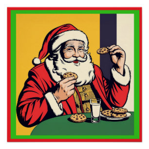 Kerstman geniet van een snack perfect poster