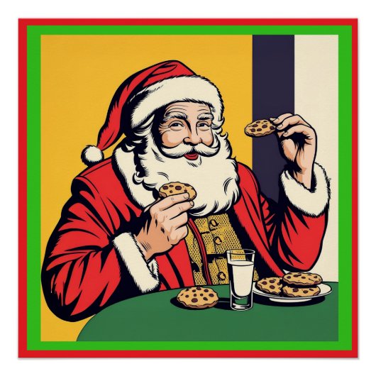 Kerstman geniet van een snack perfect poster (Voorkant)