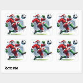 Kerstman geniet van een voetbalwedstrijd in de win vierkante sticker (Vel)