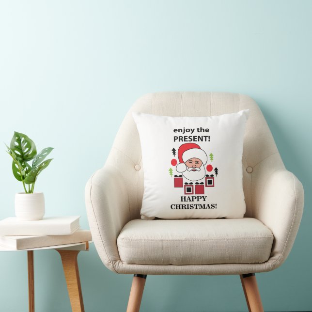 Kerstman Geniet Van Het Heden Gelukkig Kerstfeest  Kussen (Stoel)