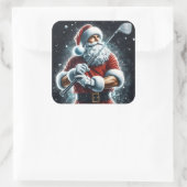 Kerstman geniet van wintergolf terwijl Herfsten sn Vierkante Sticker (Tas)