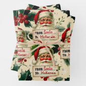 Kerstman gepersonaliseerd Inpakpapier Vel (In situ)