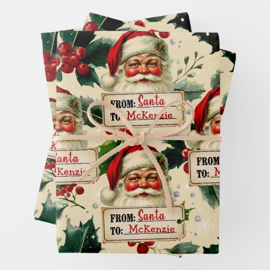 Kerstman gepersonaliseerd Inpakpapier Vel (In situ)