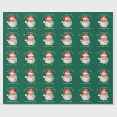 Kerstman gepersonaliseerde groene Kinder kerst Cadeaupapier (Vlak)