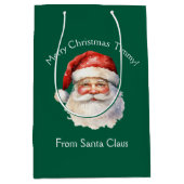 Kerstman gepersonaliseerde groene Kinder kerst Medium Cadeauzakje (Voorkant)
