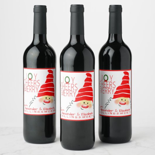 Kerstman gepersonaliseerde kerstwijn fles label wijn etiket (Flessen)