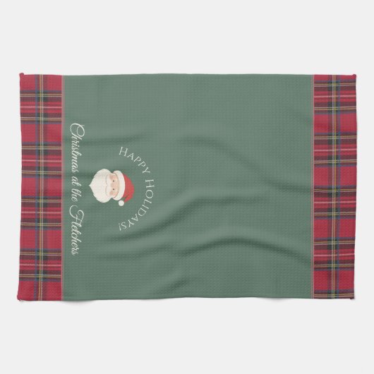 Kerstman Gepersonaliseerde Naam & Tekst Kerstmis Theedoek (Horizontaal)