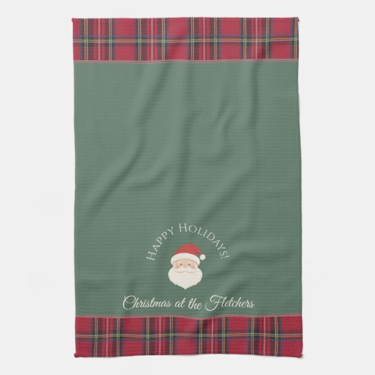 Kerstman Gepersonaliseerde Naam & Tekst Kerstmis Theedoek (Verticaal)