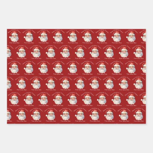 Kerstman gepersonaliseerde rode Kinder kerst Inpakpapier Vel (Voorkant 3)