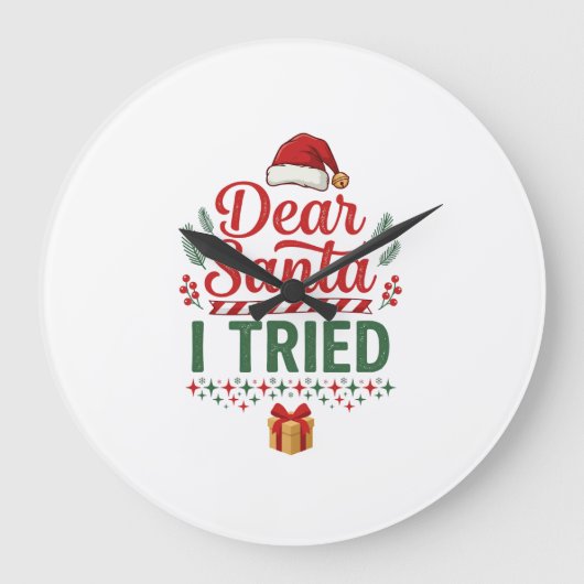 Kerstman geprobeerde kersthoed cadeau doos grote klok (Voorkant)