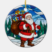 Kerstman Geschenken Dennenbomen Kerst Ornament (Achterkant)