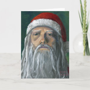 Kerstman, Geschilderde Hand, Streng Gezicht Feestdagen Kaart