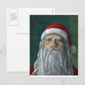 Kerstman, Geschilderde Hand, Streng Gezicht Feestdagenkaart (Voorkant / Achterkant)