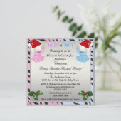 Kerstman Geslacht onthullen Beren in Santa Hats Kaart (Staand voorkant)