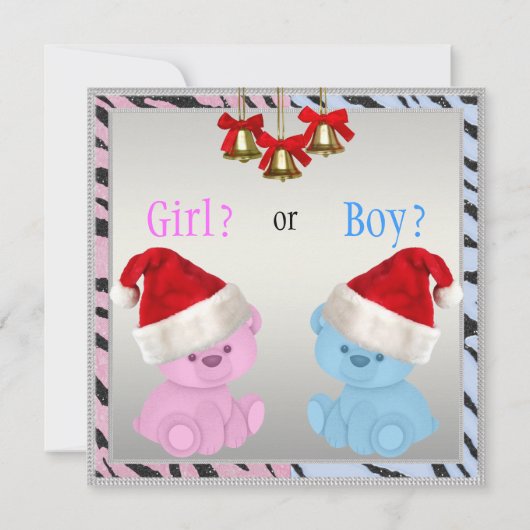 Kerstman Geslacht onthullen Beren in Santa Hats Kaart (Achterkant)