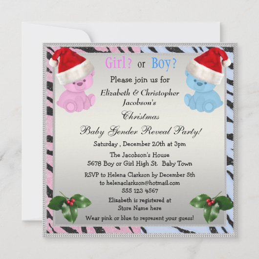 Kerstman Geslacht onthullen Beren in Santa Hats Kaart (Voorkant)