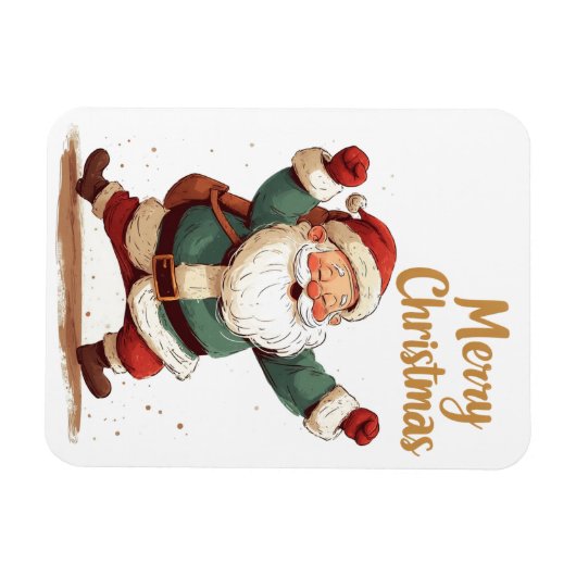 Kerstman gevouwen Wenskaart Magneet (Horizontaal)