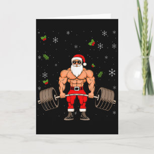 Kerstman Gewichtheffen Kerst Fitness Gym Deadlift Kaart
