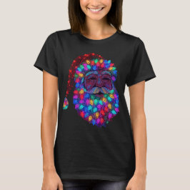 Kerstman Gezicht Gemaakt Van Kerstboom Lichtjes T-shirt