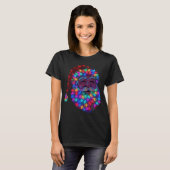 Kerstman Gezicht Gemaakt Van Kerstboom Lichtjes T-shirt (Voorkant volledig)