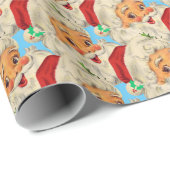 kerstman gezicht grappig ouderwets cadeaupapier (Rol Hoek)