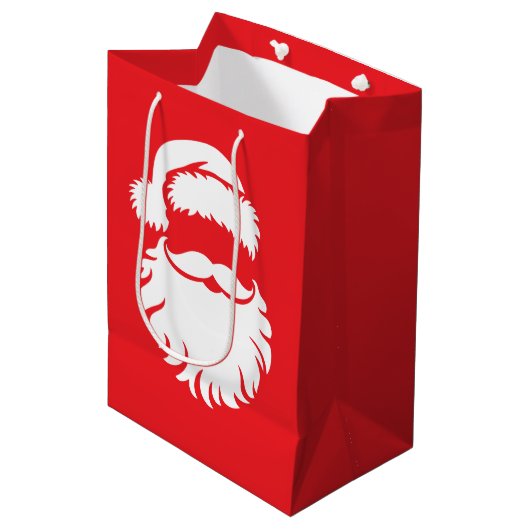 Kerstman Gezicht Hoed Kerstmis Medium Cadeauzakje (Voorkant Gekanteld)