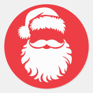 Kerstman Gezicht Hoed Kerstmis  Ronde Sticker