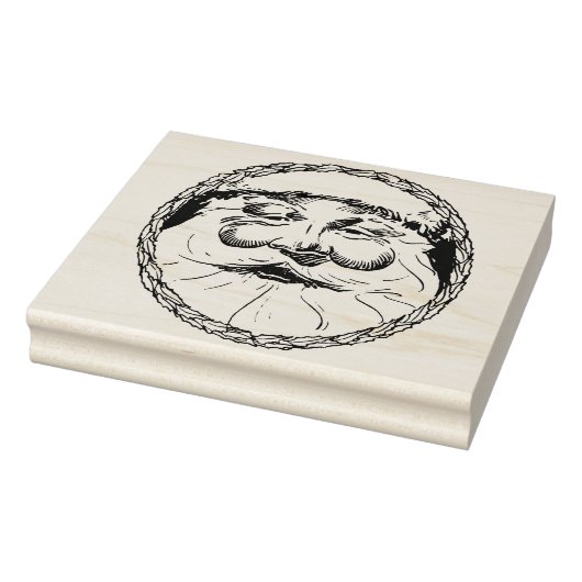 Kerstman gezicht in een holly blad cirkel illustra rubberstempel (Stempel)