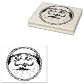 Kerstman gezicht in een holly blad cirkel illustra rubberstempel (Gestempeld)