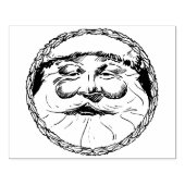 Kerstman gezicht in een holly blad cirkel illustra rubberstempel (Afrduk)